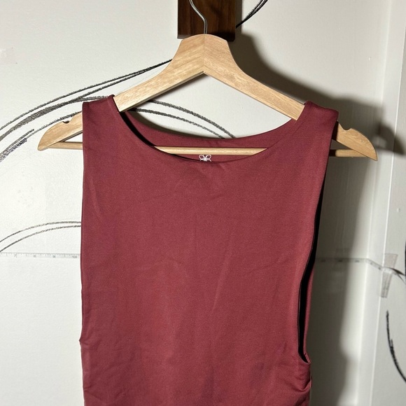 NEW Aura Mauve Thong Bodysuit, High Neck Chic Material, Size M/L - Picture 2 of 10